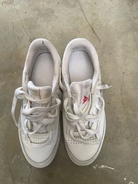 Reebok White Leather Low-Top Sneakers with Red Logo